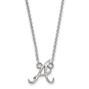 Sterling Silver MLB Atlanta Braves Small Initial A Necklace, 18 Inch